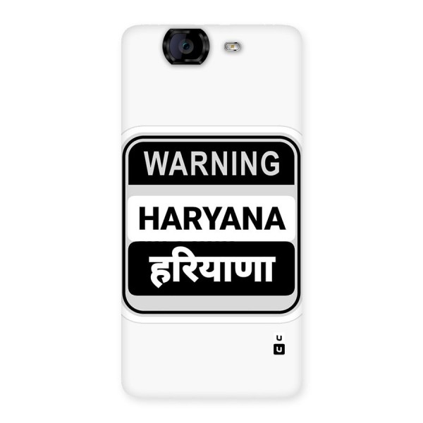 Haryana Warning Back Case for Canvas Knight A350