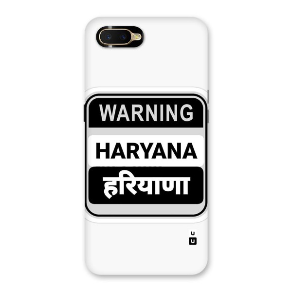 Haryana Warning Back Case for Oppo K1