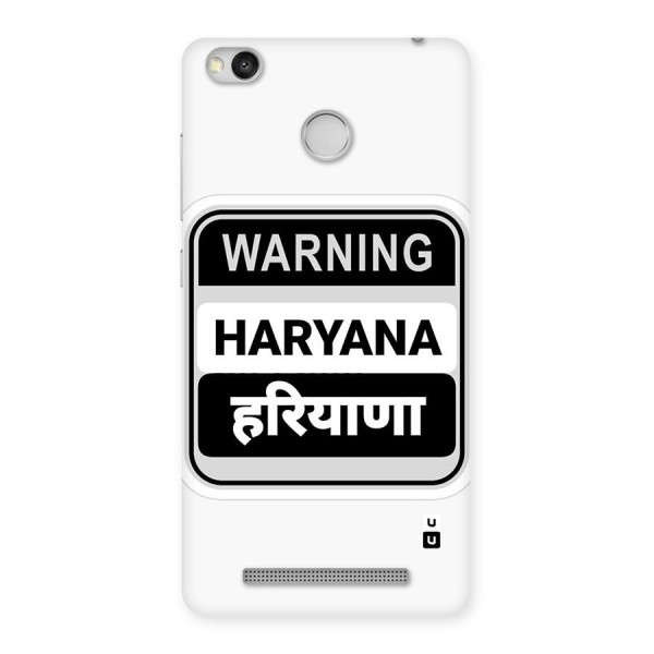 Haryana Warning Back Case for Redmi 3S Prime