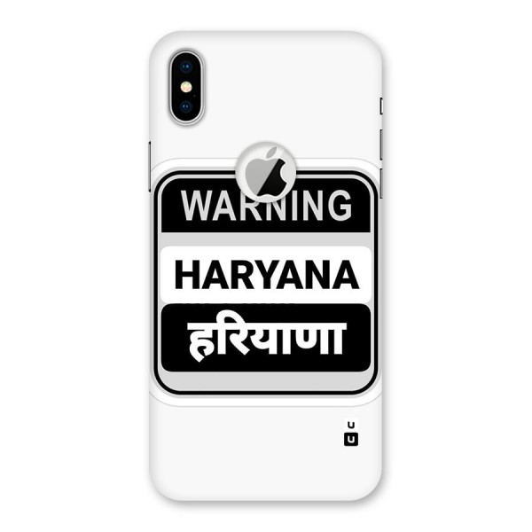 Haryana Warning Back Case for iPhone XS Logo Cut