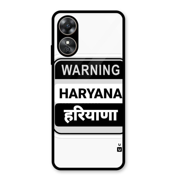 Haryana Warning Glass Back Case for Oppo A17