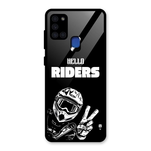 Hello Riders Glass Back Case for Galaxy A21s