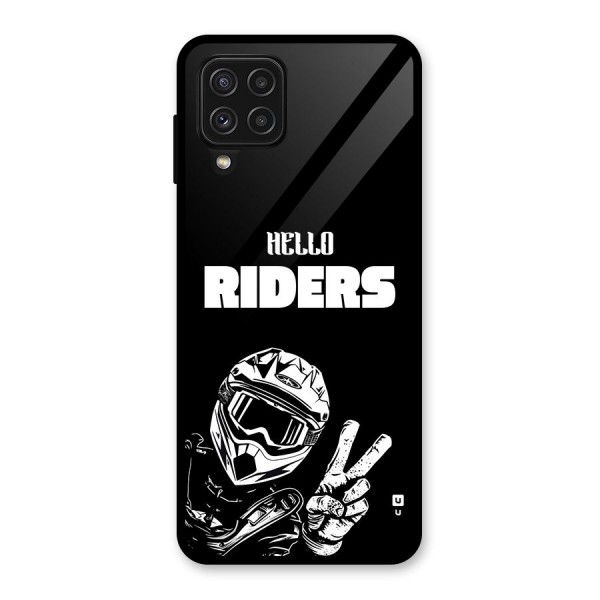 Hello Riders Glass Back Case for Galaxy A22 4G