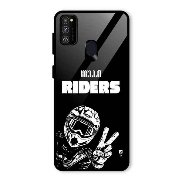 Hello Riders Glass Back Case for Galaxy M21