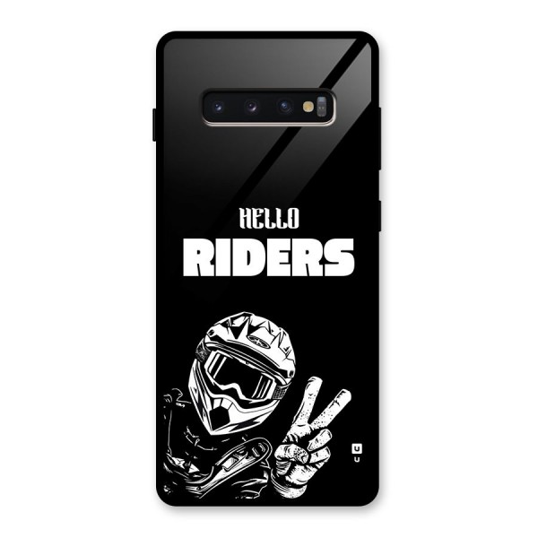 Hello Riders Glass Back Case for Galaxy S10 Plus