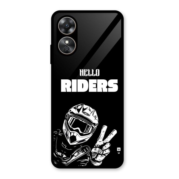 Hello Riders Glass Back Case for Oppo A17