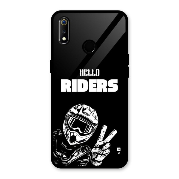 Hello Riders Glass Back Case for Realme 3