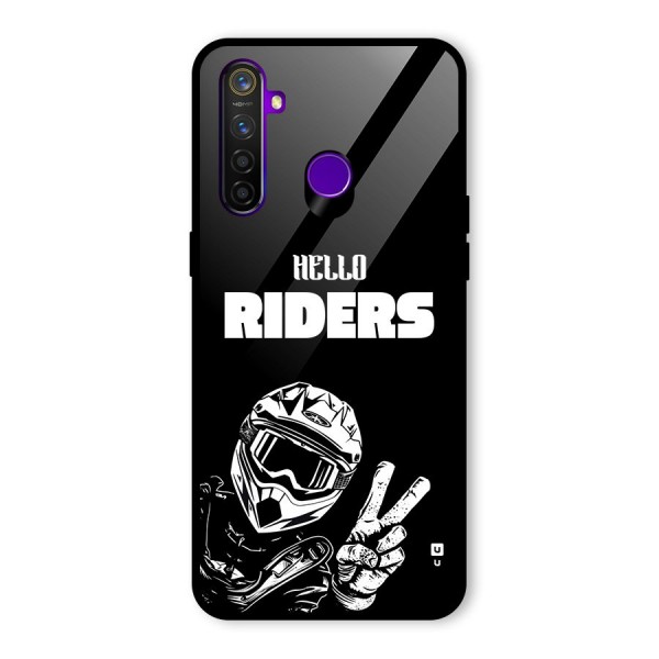 Hello Riders Glass Back Case for Realme 5 Pro