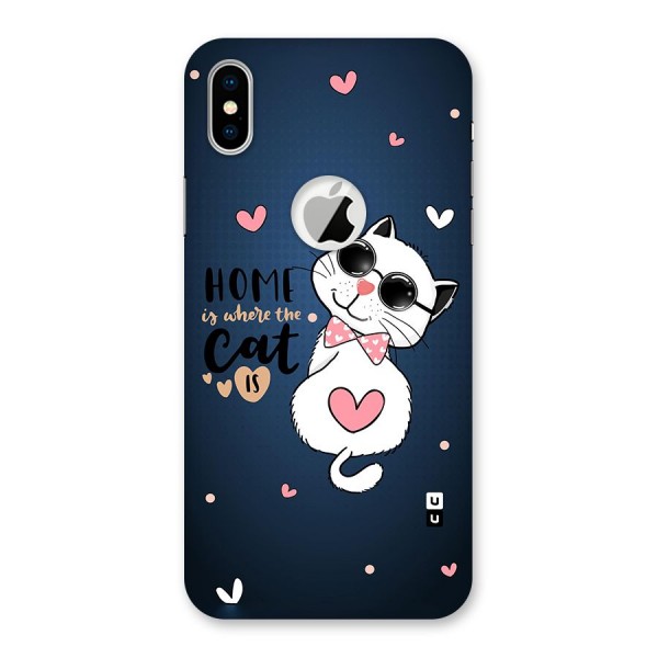 Home Where Cat Back Case for iPhone XS Logo Cut