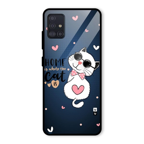 Home Where Cat Glass Back Case for Galaxy A51