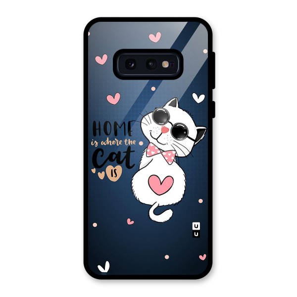 Home Where Cat Glass Back Case for Galaxy S10e