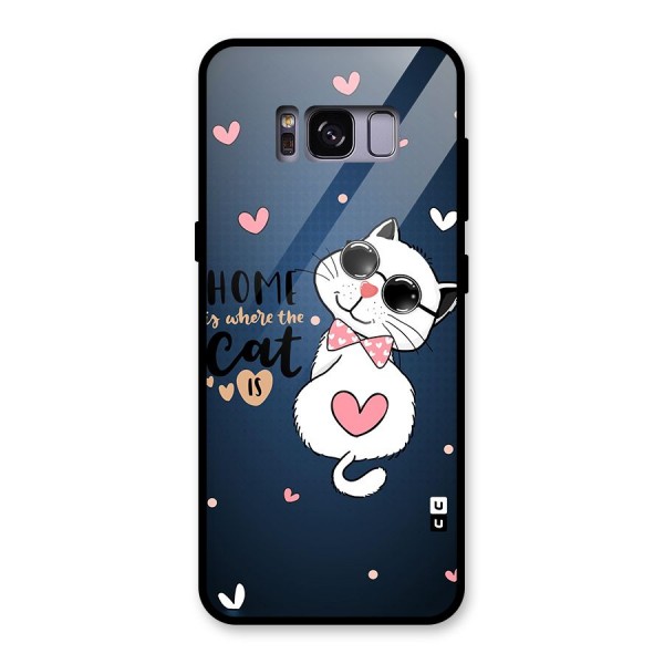 Home Where Cat Glass Back Case for Galaxy S8