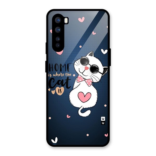 Home Where Cat Glass Back Case for OnePlus Nord