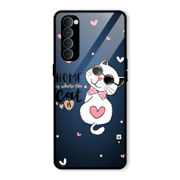 Home Where Cat Glass Back Case for Oppo Reno4 Pro