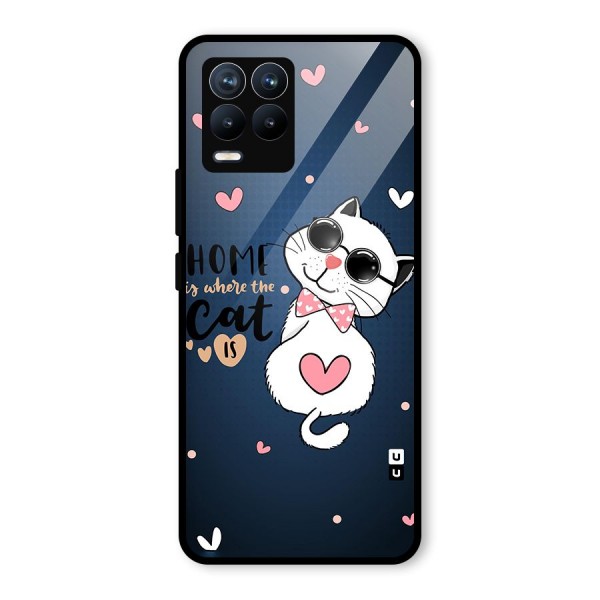 Home Where Cat Glass Back Case for Realme 8 Pro