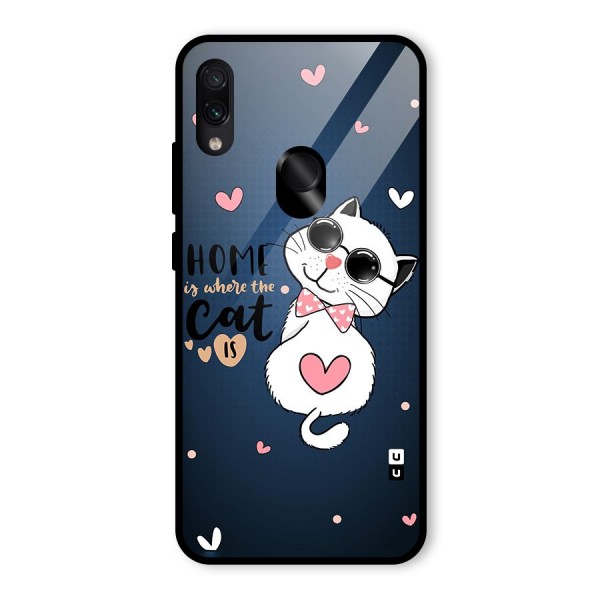 Home Where Cat Glass Back Case for Redmi Note 7