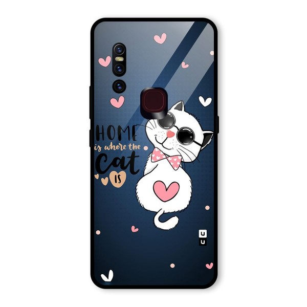 Home Where Cat Glass Back Case for Vivo V15