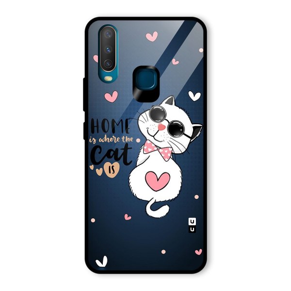 Home Where Cat Glass Back Case for Vivo Y12