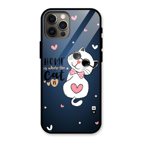 Home Where Cat Glass Back Case for iPhone 12 Pro