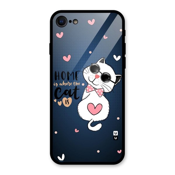 Home Where Cat Glass Back Case for iPhone SE 2020