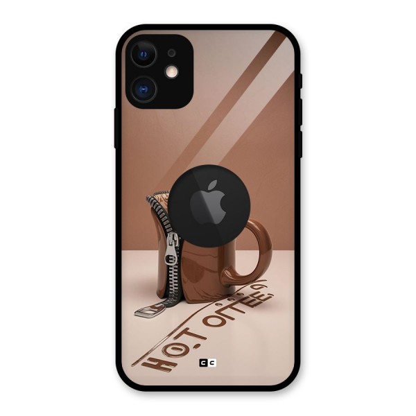 Hot Coffee Glass Back Case for iPhone 11 Logo Cut