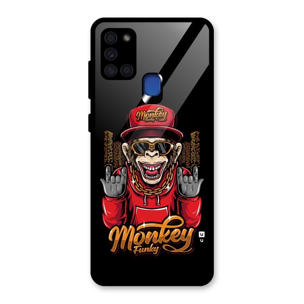 Hunky Funky Monkey Glass Back Case for Galaxy A21s