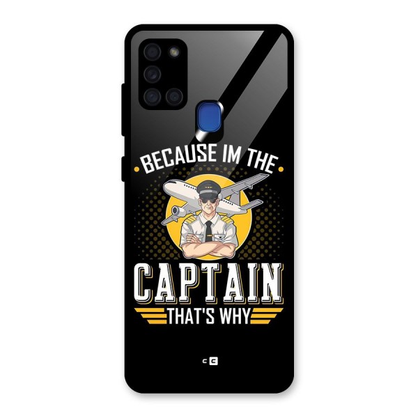 I M Captain Glass Back Case for Galaxy A21s