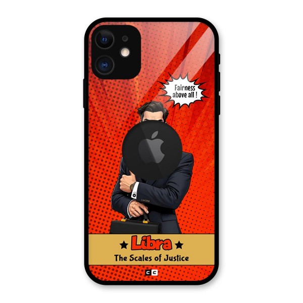 Impartial Libra Glass Back Case for iPhone 11 Logo Cut