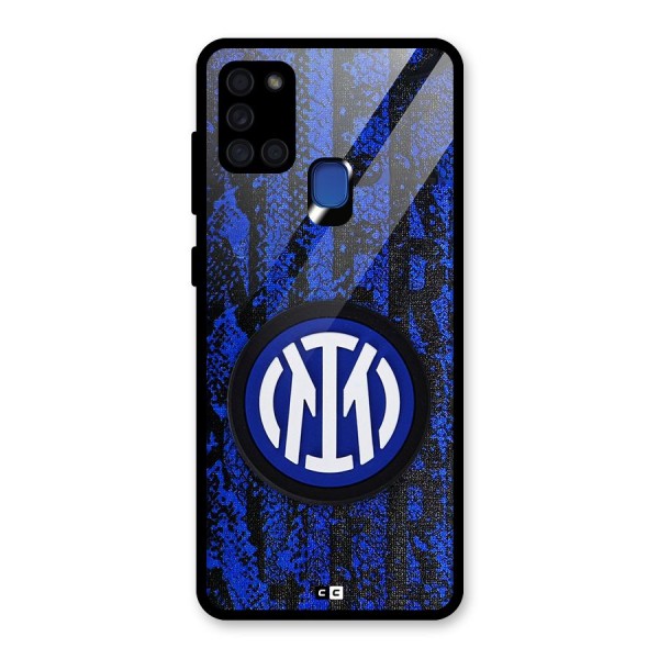 Inter Milan Texture Glass Back Case for Galaxy A21s