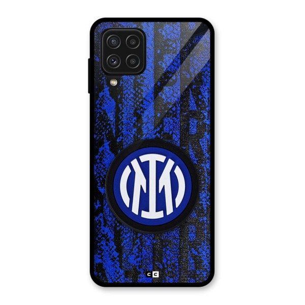 Inter Milan Texture Glass Back Case for Galaxy A22 4G