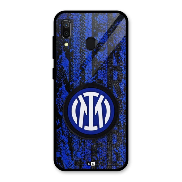 Inter Milan Texture Glass Back Case for Galaxy A30