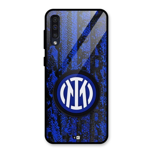 Inter Milan Texture Glass Back Case for Galaxy A30s