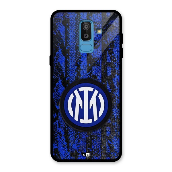 Inter Milan Texture Glass Back Case for Galaxy J8