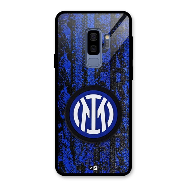 Inter Milan Texture Glass Back Case for Galaxy S9 Plus