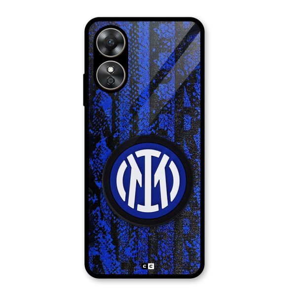 Inter Milan Texture Glass Back Case for Oppo A17