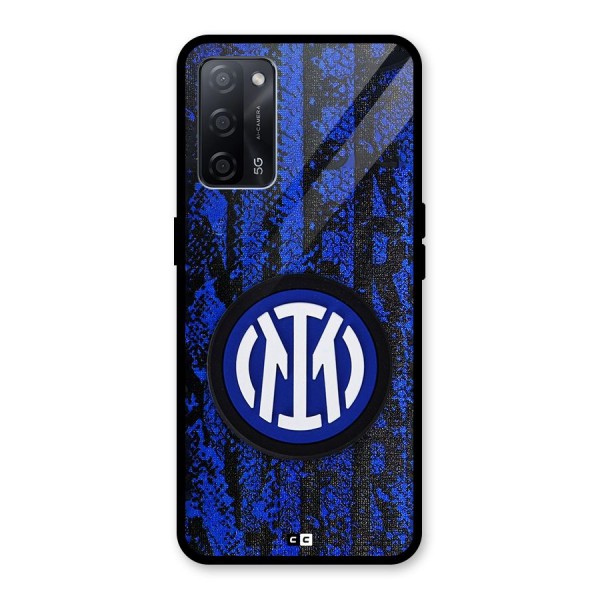 Inter Milan Texture Glass Back Case for Oppo A53s 5G