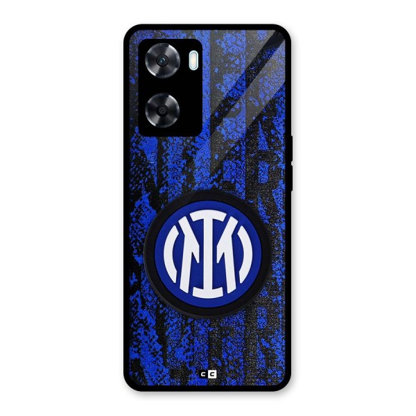 Inter Milan Texture Glass Back Case for Oppo A77s