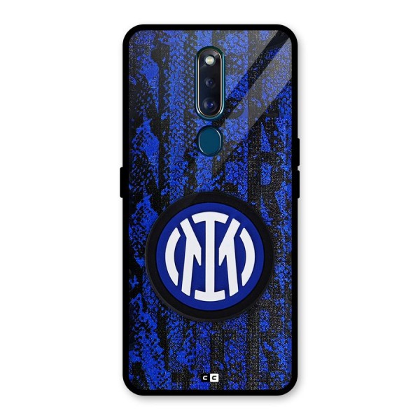 Inter Milan Texture Glass Back Case for Oppo F11 Pro