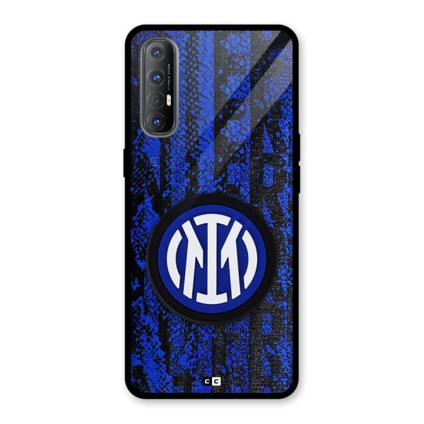 Inter Milan Texture Glass Back Case for Oppo Reno3 Pro