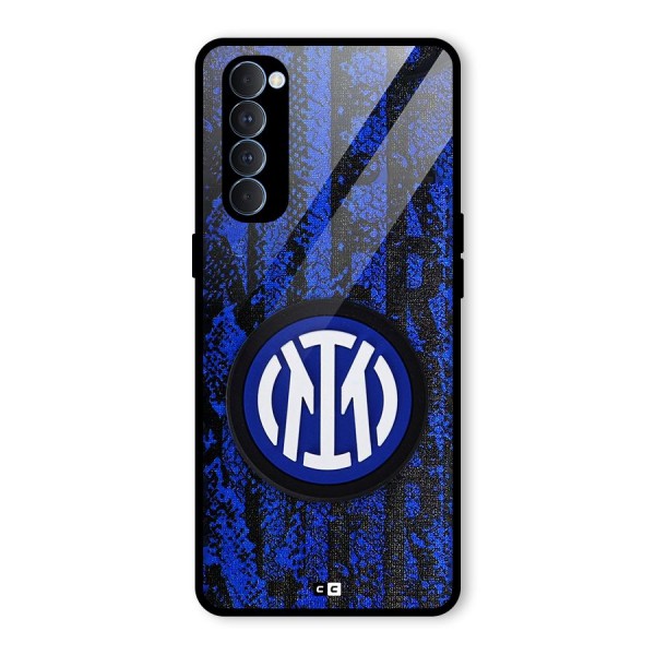 Inter Milan Texture Glass Back Case for Oppo Reno4 Pro