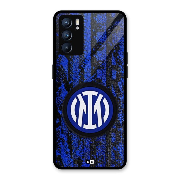 Inter Milan Texture Glass Back Case for Oppo Reno6 5G