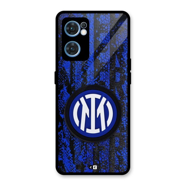 Inter Milan Texture Glass Back Case for Oppo Reno7 5G