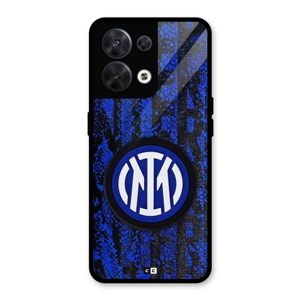 Inter Milan Texture Glass Back Case for Oppo Reno8 5G