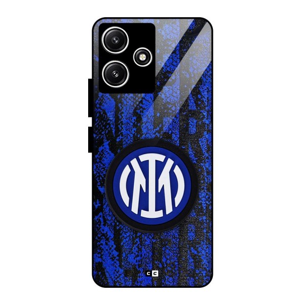 Inter Milan Texture Glass Back Case for Poco M6 Pro