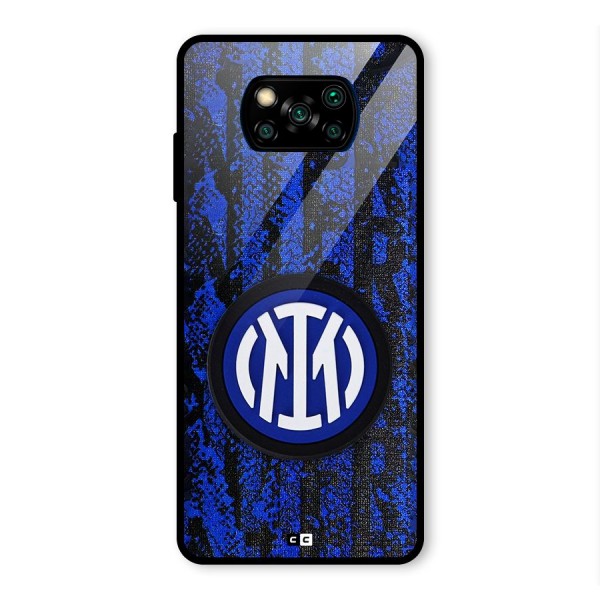 Inter Milan Texture Glass Back Case for Poco X3 Pro