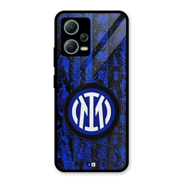 Inter Milan Texture Glass Back Case for Poco X5