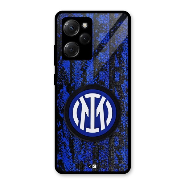 Inter Milan Texture Glass Back Case for Poco X5 Pro