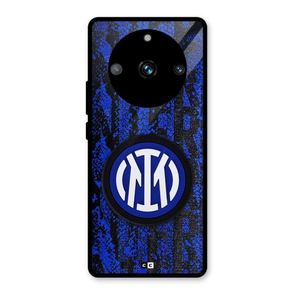 Inter Milan Texture Glass Back Case for Realme 11 Pro