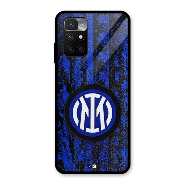 Inter Milan Texture Glass Back Case for Redmi 10 Prime