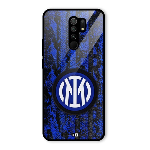 Inter Milan Texture Glass Back Case for Redmi 9 Prime